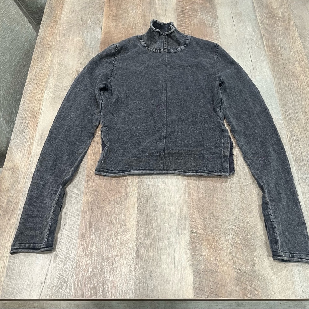 Zara Charcoal Long Sleeve Denim Top Size Small/ XS